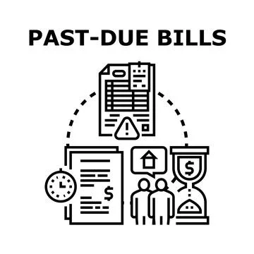 Past due bills payment problem financial management concept Stock Illustration