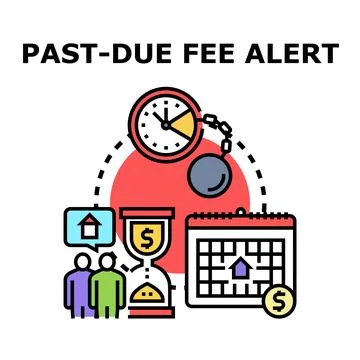 Past due fee alert debt payment warning concept Illustrazione stock