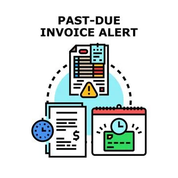 Past due invoice alert notification illustration Stock Illustration
