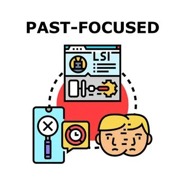 Past focused thinking analyzing previous experiences concept Stock Illustration