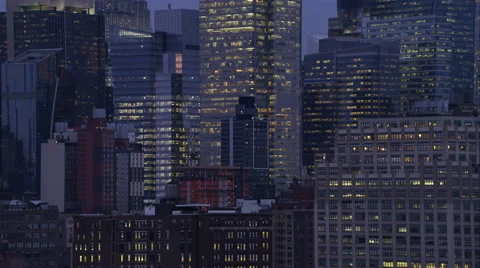 Past Midtown Manhattan buildings at dusk. Shot in November 2011. Stock Footage 59171121