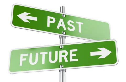 Past or Future, concept. Opposite traffic sign, 3D rendering Stock Illustration