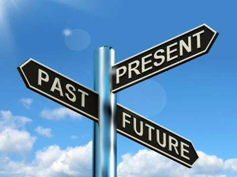 Past present and future signpost showing evolution destiny or aging イラスト素材