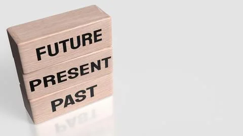 Past Present Future Timeline Concept Blocks 3d rendering. Stock Illustration