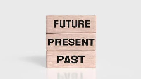 Past Present Future Timeline Concept Blocks 3d rendering. Stock Illustration