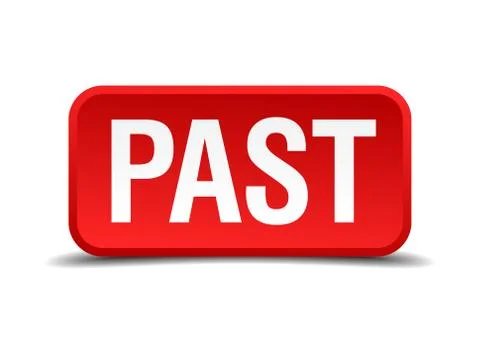 Past red 3d square button isolated on white Stock Illustration
