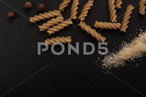 Pasta abstraction on black background Stock Photos