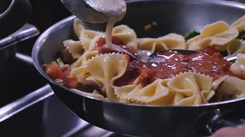 Pasta Alfredo Cook Kitchen Stock Footage 272986555