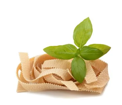 Pasta and basil Stock Photos