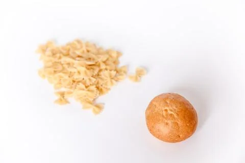 Pasta and bread on a white background. Bread and pasta food group isolated on Stock Photos
