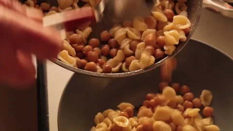 Pasta and chickpeas Stock Footage 143001413