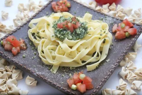 Pasta and Pesto Stock Photos