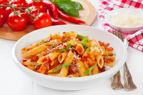 Pasta arabbiata Stock Photos