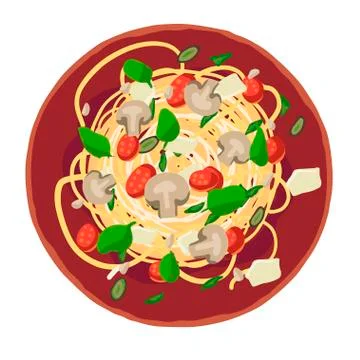 Pasta assorted with Spaghetti. Vector illustration for the menu. Stock Illustration