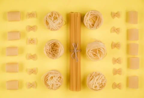 Pasta background. Top view. Stock Photos