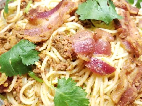 Pasta with Bacon (2) Stock Photos