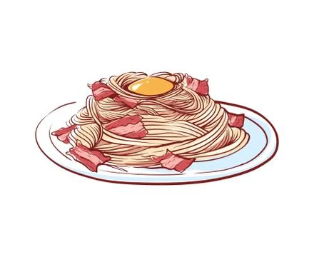 Pasta with bacon isolated vector icon Stock Illustration