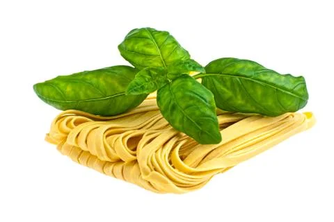 Pasta with basil. Stock Photos