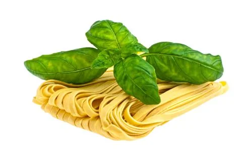 Pasta with basil. Foto stock