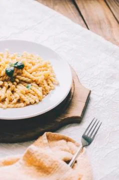 Pasta With Basil Stock Photos