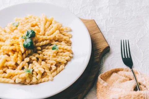 Pasta With Basil Stock Photos