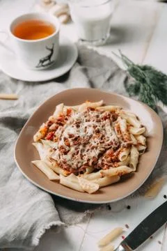 Pasta with beef Stock Photos