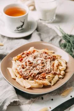 Pasta with beef Foto stock