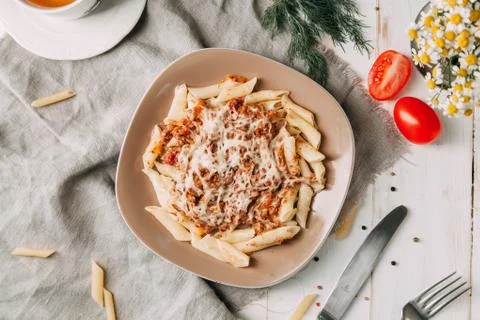 Pasta with beef Stock Photos