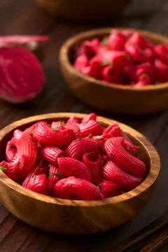 Pasta with Beetroot Stock Photos
