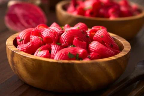 Pasta with Beetroot Stock Photos
