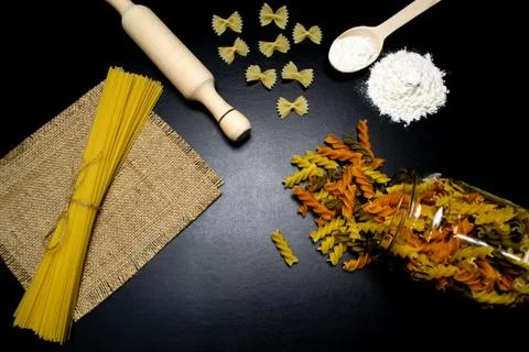 Pasta on a black background Stock Photos