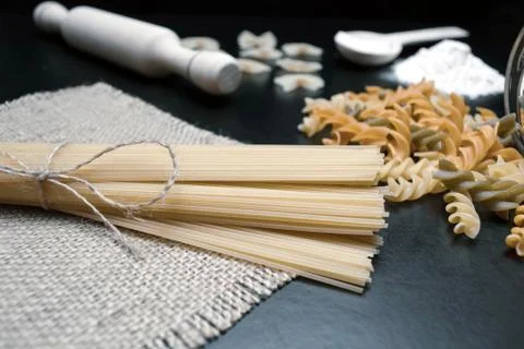 Pasta on a black background Stock Photos