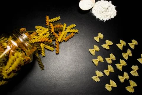 Pasta on a black background Stock-Fotos