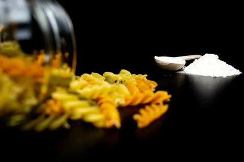 Pasta on a black background Foto stock