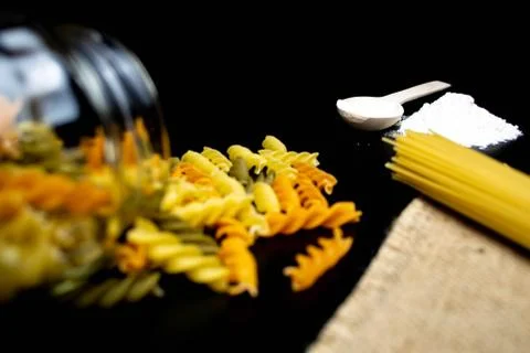Pasta on a black background Stock Photos