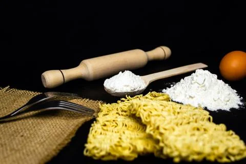 Pasta on a black background Stock Photos