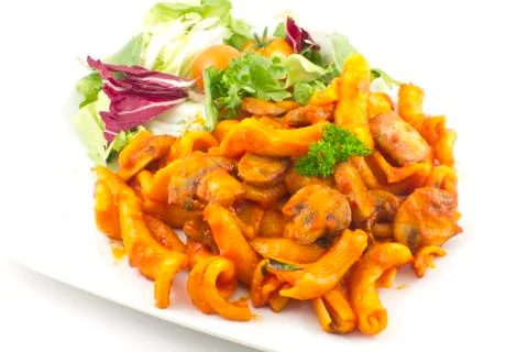 Pasta bolognese with mushrooms Stock Photos
