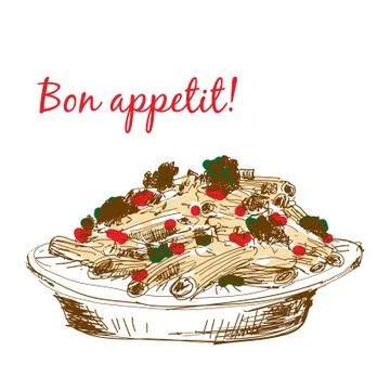 Pasta. Bon appetit! Stock Illustration