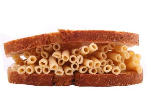 The pasta from bread on the white background Stock Photos