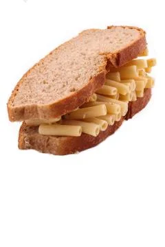 The pasta from bread on the white background Stock Photos