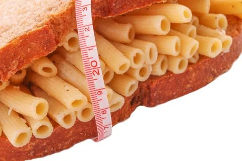 The pasta from bread on the white background Stock-Fotos