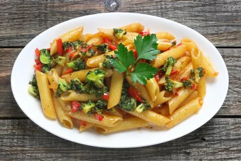Pasta with broccoli Stock Photos