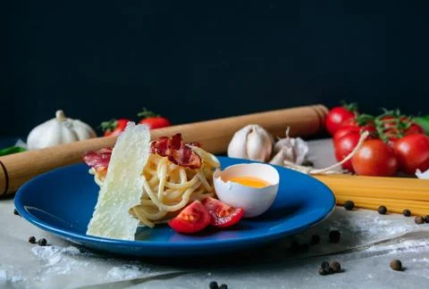 Pasta carbonara 库存照片