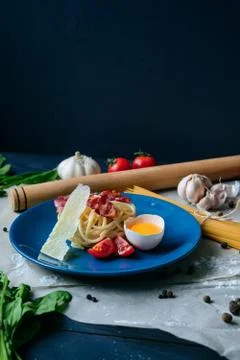 Pasta carbonara 库存照片