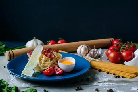 Pasta carbonara 库存照片