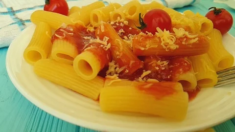 Pasta Cheese Cherry Tomatoes Fall Stock Footage 87827860