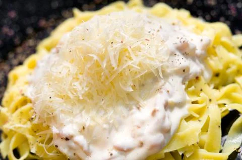 Pasta with cheese, macro Stock Photos