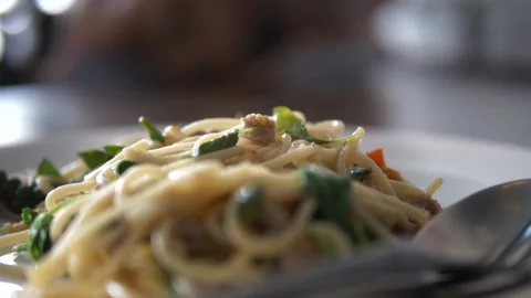 Pasta with Cheese Plate Sitting on a Table and Parmesan Stock Footage 167013200
