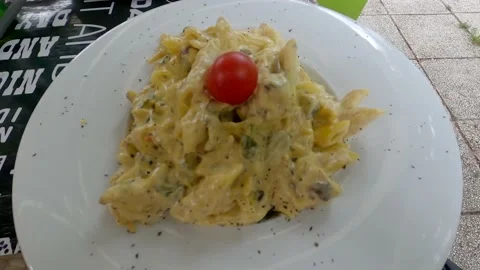 Pasta with chicken Stock Footage 138744041