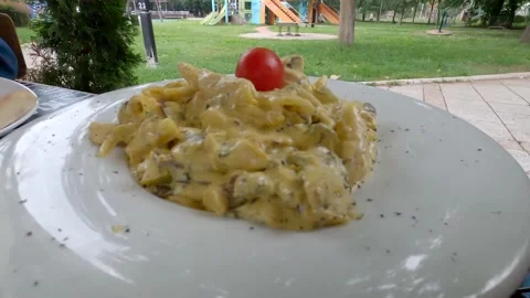 Pasta with chicken Stock Footage 138744083